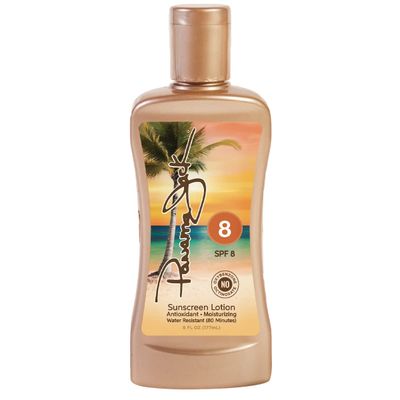Panama Jack Sunscreen Tanning Lotion - SPF 8, PABA, Paraben, Gluten &amp; Cruelty Free, Antioxidant Moisturizing Formula, Water Resistant (80 Minutes), 6 FL OZ