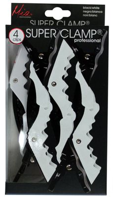 Mia Super Clamps Professional Series-Hair Sectioning Clamps For Drying, Styling, Make Up Application-Black &amp; White Color (4 pcs)