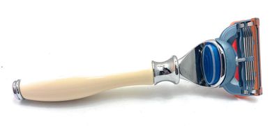 G.B.S 5 Blade Faux Fusion Compatible Razor with Chrome, Ivory