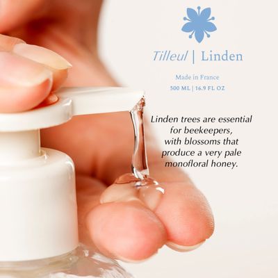 Provence Sante Natural Liquid Soap - Moisturizing Almond Oil Hand Soap with Fresh Linden Blossom Scent - Elegant Pump Dispenser for Kitchen & Bath (16.9 oz)