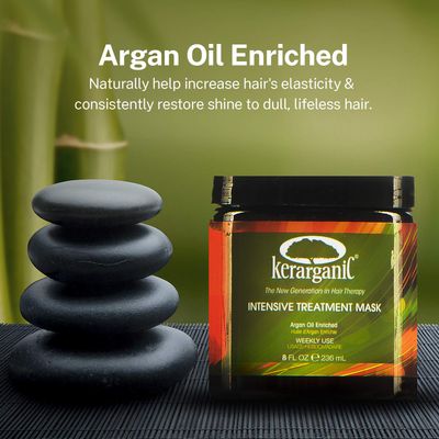 KERARGANIC Intensive Treatment Mask Argan Oil Enriched Keratin Hair Repair Treatment, 8oz