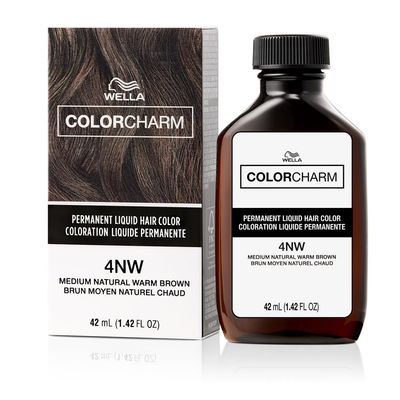 COLORCHARM Permanent Liquid Hair Color for Gray Coverage| 4NW Med Natural Warm Brown | 1.4 Fl Oz