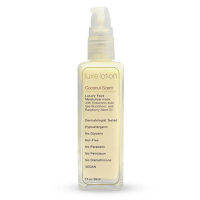 Luxe Beauty Non-Greasy Hyaluronic Acid Moisturizer - Coconut-Scented Lotion, Silicone-Free, No Fillers - With Organic and Plant-Based Ingredients - Anti-Aging Hydrating Facial Cream - Travel Size 2oz