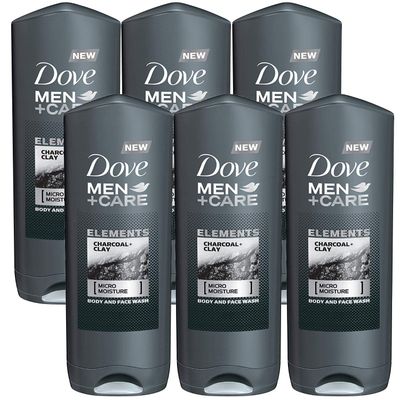 Dove&#39;s Men Body &amp; Face Wash 400Ml Charcoal &amp; Clay - Pack of 6