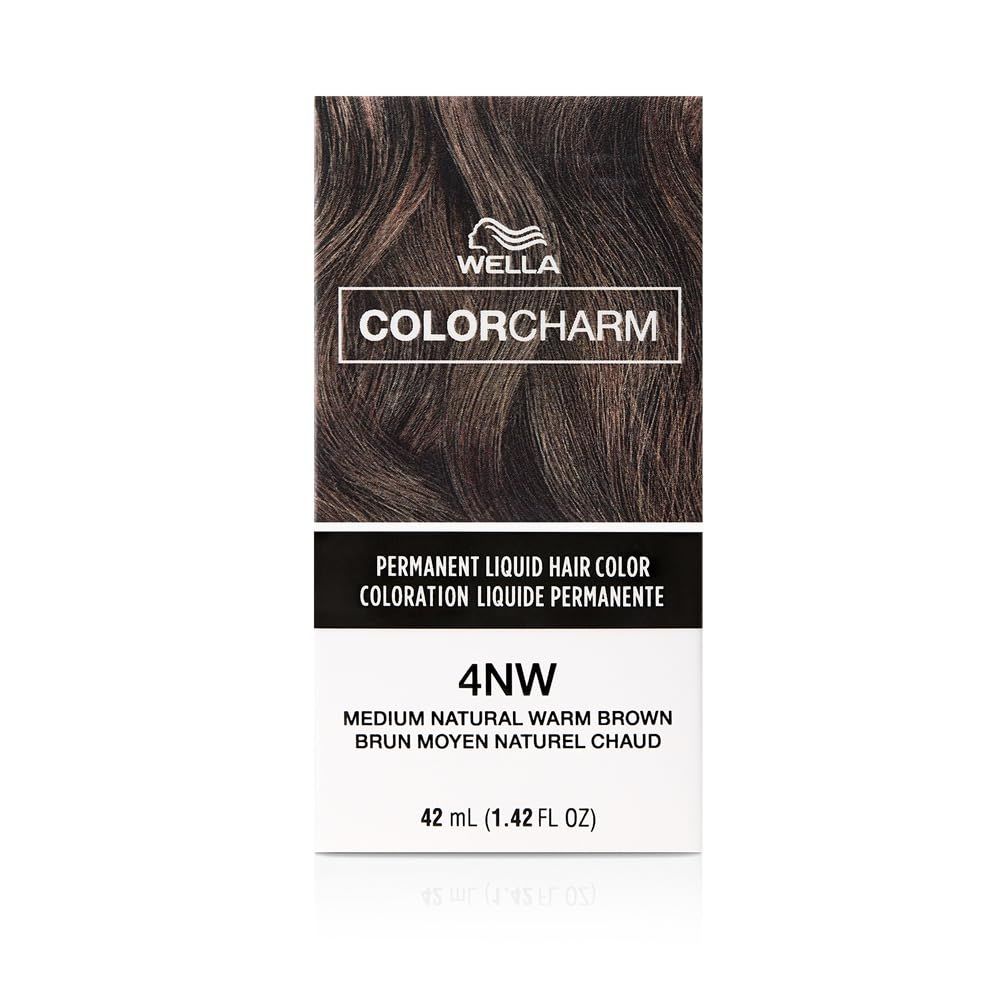 COLORCHARM Permanent Liquid Hair Color for Gray Coverage| 4NW Med Natural Warm Brown | 1.4 Fl Oz