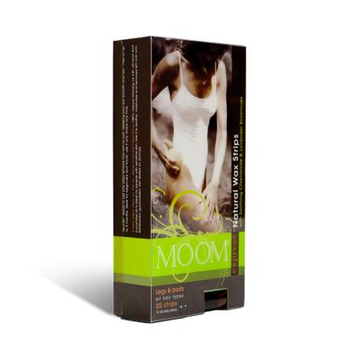 MOOM Express Wax Strips with Chamomile &amp; Lavender, Hair Removal Kit with Finishing Oil - Wax Strips for Legs, Bikini, Face &amp; Body, Perfect For Travel - 1 Pack of 10 Double-Sided Strips, 20 count