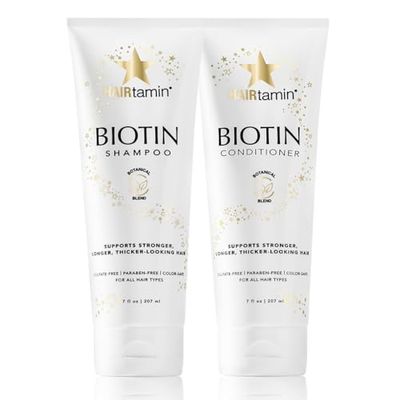 HAIRtamin Shampoo and Conditioner Set - Paraben &amp; Sulfate Free, Volumizing &amp; Moisturizing, Natural Biotin Shampoos and Conditioners, Gentle Moisturizer on Curly &amp; Color Treated Hair
