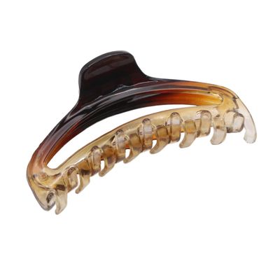 Parcelona French Slim Double Shaded Crystal Clear Tortoise Brown Shell Celluloid Small 2 3/4&quot; Hairgrips Claw Clip Clamp Clutcher for Fine Hair for Women and Girls