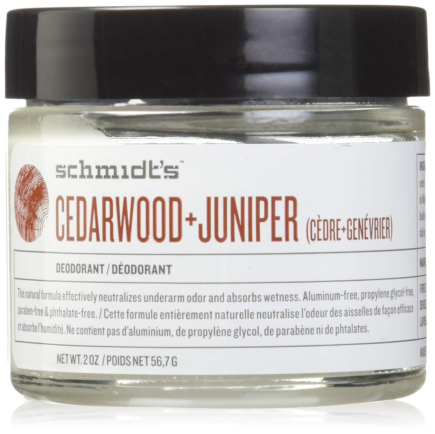 Schmidt&#39;s Deodorant Schmidt&#39;s Natural Deodorant, Cedarwood + Juniper 2 Ounce