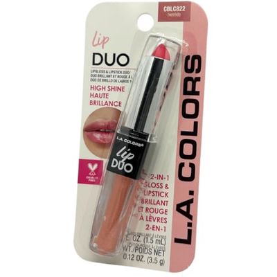 LA Colors Lip Gloss &amp; Lipstick Duo, Moisturizes lips with natural color &amp; high Shine, BLC822 Twinkle