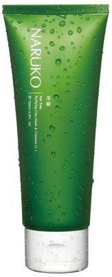 Naruko Tea Tree Purifying Kaolin Clay Mask &amp; Facial Cleanser 2 in 1 for Exfoliating, Pore Clearing, Oil-absorbing 4.2 OZ