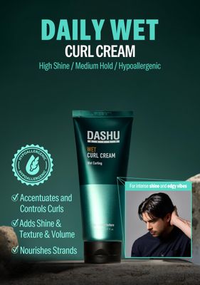 DASHU Daily Curl Cream 5.07oz - Volumizing Hair Essence with Anti-Frizz Treatment for Natural Styling