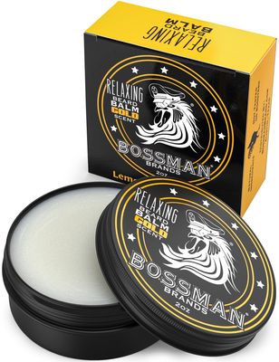 Bossman Relaxing Beard Balm - Beard Tamer, Relaxer, Thickener and Softener Cream - Beard Care Product - Made in USA (Gold Scent)