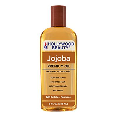 Hollywood Beauty Jojoba Hair Oil, 8oz Bottle, Light Non Greasy, Hydrates & Conditions Hair, Soothes scalp, Anti-Frizz fighter, Can be Used as a Hot Oil Treatment Hollywood Beauty Jojoba Hair Oil, 8oz Bottle, Light Non Greasy, Hydrates & Conditions Hair, Soothes scalp, Anti-Frizz fighter, Can be Used as a Hot Oil Treatment