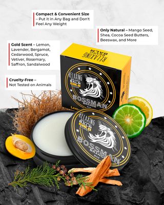 Bossman Relaxing Beard Balm - Beard Tamer, Relaxer, Thickener and Softener Cream - Beard Care Product - Made in USA (Gold Scent)