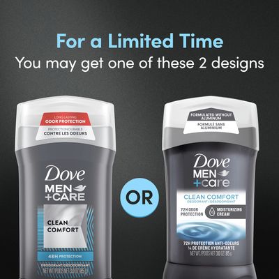 DOVE MEN + CARE Deodorant Stick for Men Clean Comfort Aluminum Free 72-Hour Odor Protection Mens Deodorant with 1/4 Moisturizing Cream 3 oz