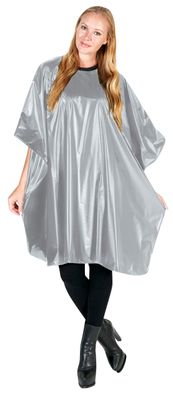 Betty Dain Jumbo Shampoo Cape, 45&quot; W x 54&quot; L, Waterproof and Stain-resistant Vinyl, Soft Nylon Neckband, Touch-and-close Fastener, Machine Washable, Silver