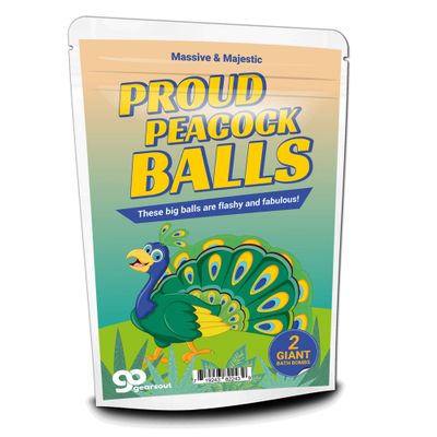 Proud Peacock Balls Bath Bombs - Flashy and Fabulous Peacock Design - Funny Bath Bombs for Men - Giant Blue Bath fizzers, Handcrafted in The USA, 2 Count