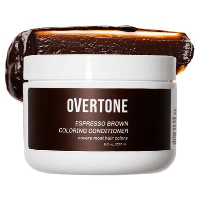 oVertone Haircare Color Depositing Conditioner - 8 oz Semi Permanent Hair Color with Shea Butter &amp; Coconut Oil - Temporary Hair Color Dye - Vegan, Cruelty-Free - Espresso Brown.