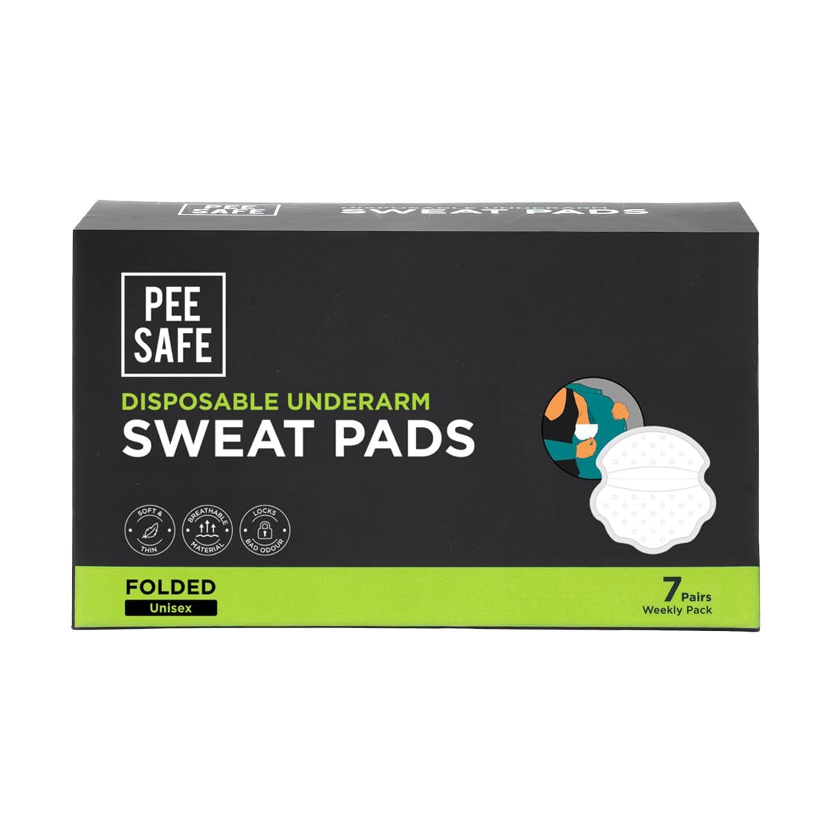 PEESAFE Armpit Sweat Pads - Folded(14 Pads) | Underarm Sweat Pads for Women &amp; Men | Absorbs Sweat &amp; Unpleasant Odor | Armpit Pad | Sweat Pads for Under Arms