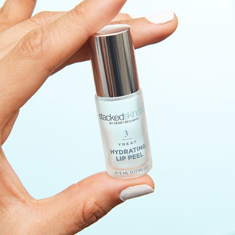 StackedSkincare Hydrating Lip Peel, Glycolic Acid Exfoliator for Chapped Lips, Soften and Smooth Dry Lips, Vegan, 0.17 Fl Oz