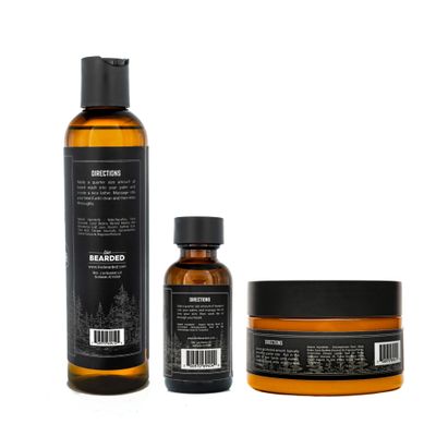 Live Bearded: 3-Step Beard Grooming Kit - Executive - Beard Wash, Beard Oil and Beard Butter - All-Natural Ingredients with Shea Butter, Jojoba Oil and More - Beard Growth Support - Made in the USA