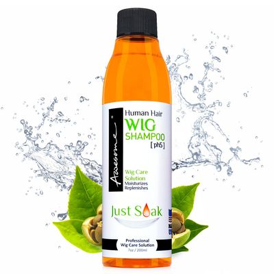 Awesome Human Hair Wig Shampoo, pH5, Wig Care Solution, Adds Body &amp; Volume, Promotes Silkiness and Shine, Detangle Wig &amp; Easy Combing, Provides Freshness Feeling (7 fl oz)