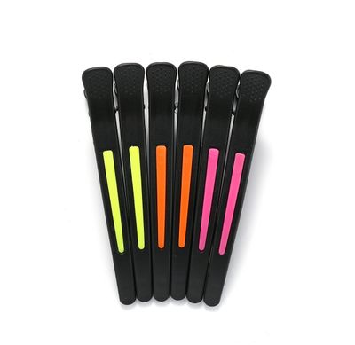 6Pcs/set Pinup Plastic Duck Bill Hair Clips for Sectioning Hair - Professional Non Slip Silicone band Clips Salon DIY Accessories Hairpins Hairgrip for Women(Blcak-Multicolor)