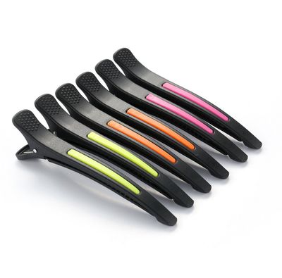 6Pcs/set Pinup Plastic Duck Bill Hair Clips for Sectioning Hair - Professional Non Slip Silicone band Clips Salon DIY Accessories Hairpins Hairgrip for Women(Blcak-Multicolor)