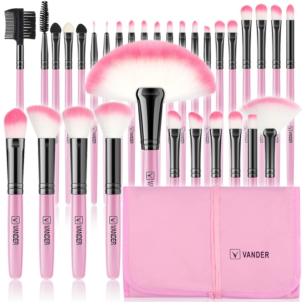 Makeup Brushes, VANDER 32pcs Professional Soft Synthetic Kabuki Cosmetic Eyebrow Shadow Makeup Brush Set Kit