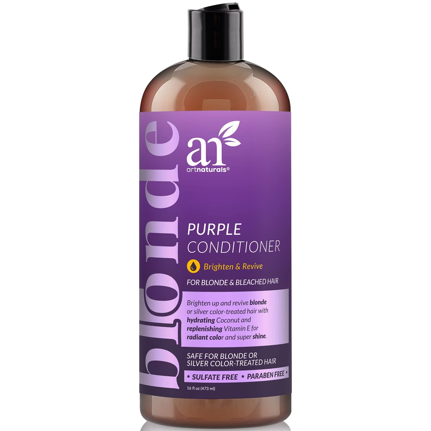 Artnaturals Purple Conditioner - (16 Fl Oz / 473ml) - Protects, Balances and Tones - Bleached, Color Treated, Silver, Brassy and Blonde Hair - Sulfate Free