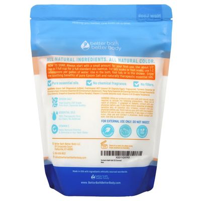 Turmeric Bath Salt 32 Oz Epsom Salt with Essential Oils Turmeric, Cinnamon, Orange Plus Vitamin C in BPA-Free Pouch with Easy Press-Lock Zipper | Natural Bath Soak to Relieve &amp; Soothe | Made in USA