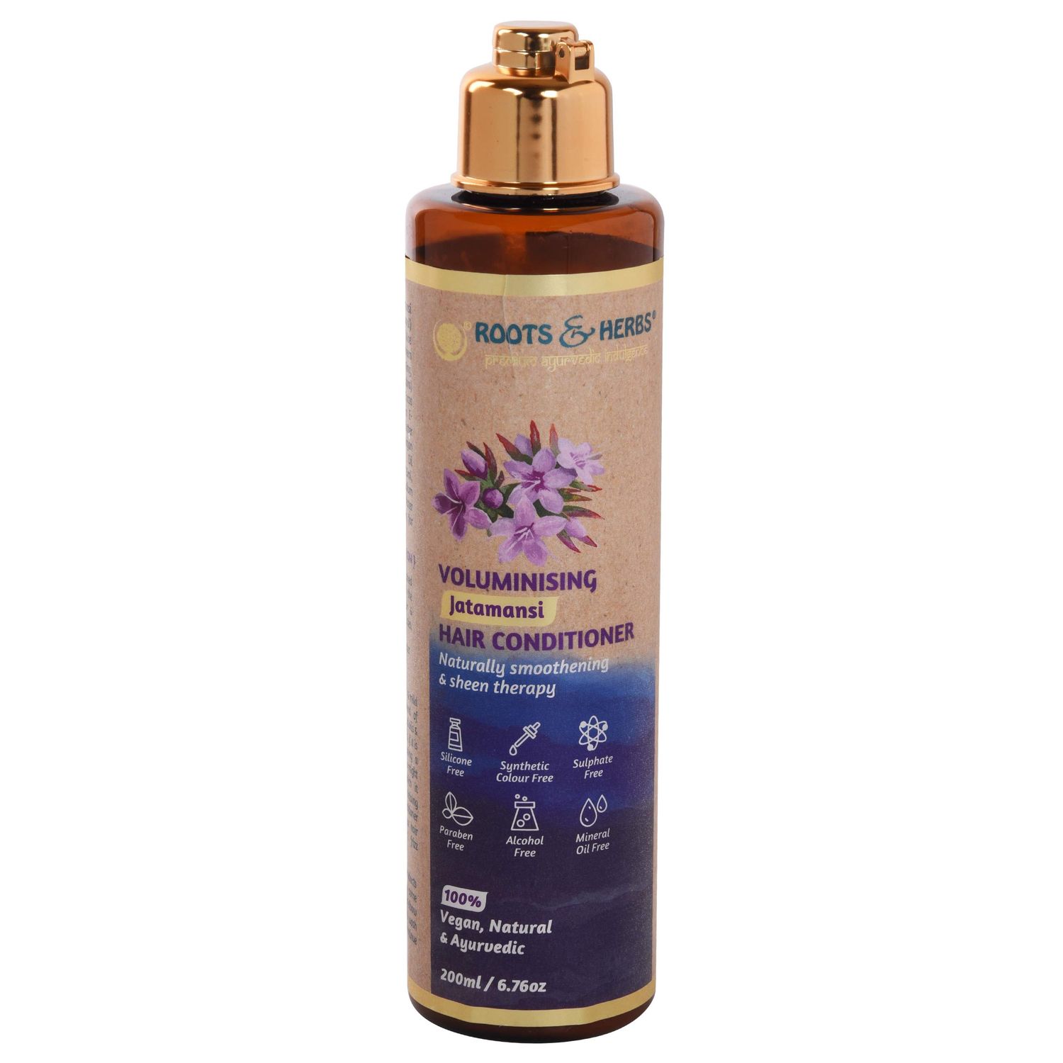 ROOTS AND HERBS Jatamansi Volumizing Conditioner - All Natural Hair Conditioner with Ayurvedic Herbs &amp; Jojoba, Neem, &amp; Methi Cold Pressed Oils - Strengthening Conditioner for All Hair Types - 6.76oz