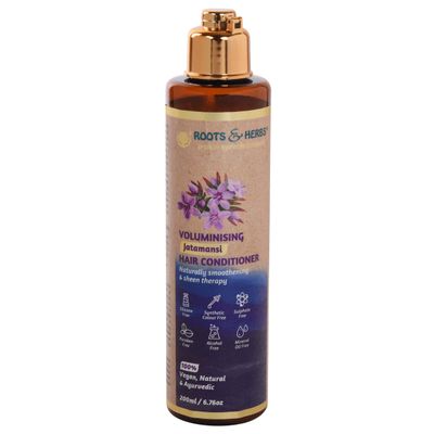 ROOTS AND HERBS Jatamansi Volumizing Conditioner - All Natural Hair Conditioner with Ayurvedic Herbs &amp; Jojoba, Neem, &amp; Methi Cold Pressed Oils - Strengthening Conditioner for All Hair Types - 6.76oz