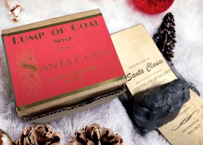 WFG WATERFALL GLEN SOAP COMPANY, LLC, charcoal Lump of Coal soap with cocoa butter, body soap, natural soap, vegan soap