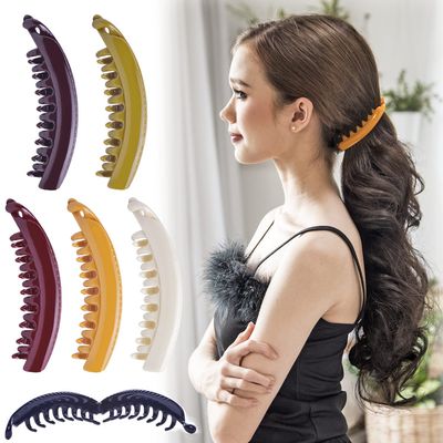 RC ROCHE ORNAMENT 6 Pcs Womens Premium Hair Plastic Banana Classic Clincher Strong Hold Ponytail Maker Girls Ladies Beauty Accessory Clasp Clip, Medium Classic Multicolor