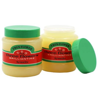 Three Flowers Solid Brilliantine, Men Hair Styling Product, 2-Pack of 3.25 Oz, Jars