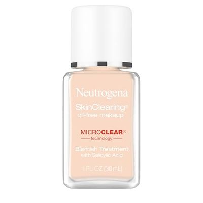 Neutrogena SkinClearing Oil-Free Acne and Blemish Fighting Liquid Foundation with Salicylic Acid Acne Medicine, Shine Controlling, for Acne Prone Skin, 10 Classic Ivory, 1 fl. oz