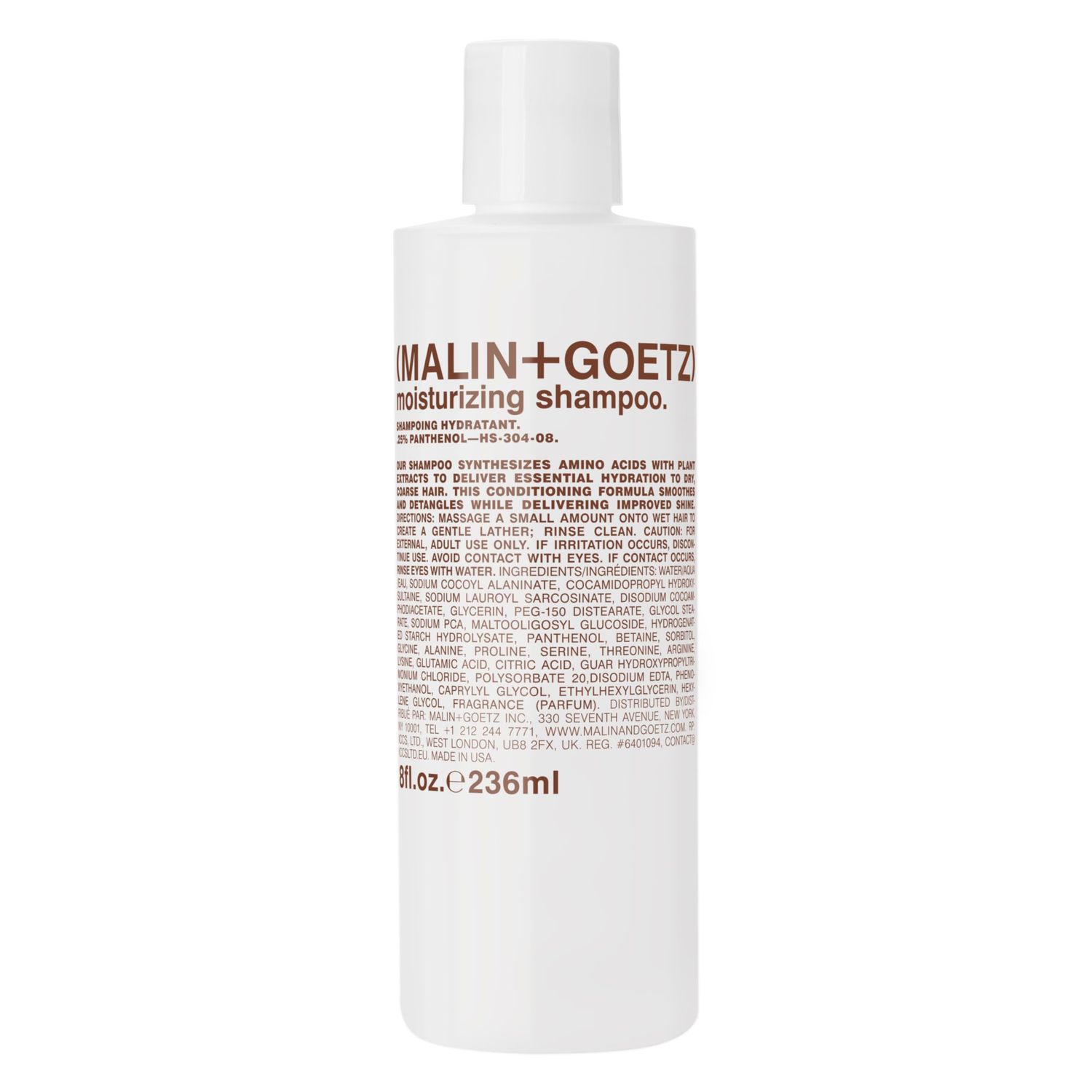 Malin + Goetz Moisturizing Hair Shampoo, 8 Fl. Oz. - Hydrating Shampoo for Women &amp; Men, All Hair Types, Hair Treatment for Dry Damaged Hair, Vegan &amp; Cruelty-Free