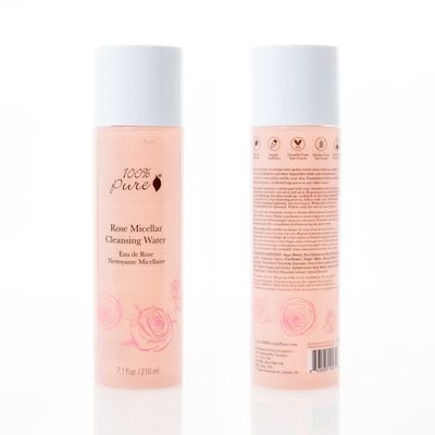100% PURE Rose Micellar Cleansing Water, Hydrating Makeup Remover, Daily Skin Care for All Skin Types, Soothing Micellar Water, Natural Skin Care - 7.1 Fl Oz