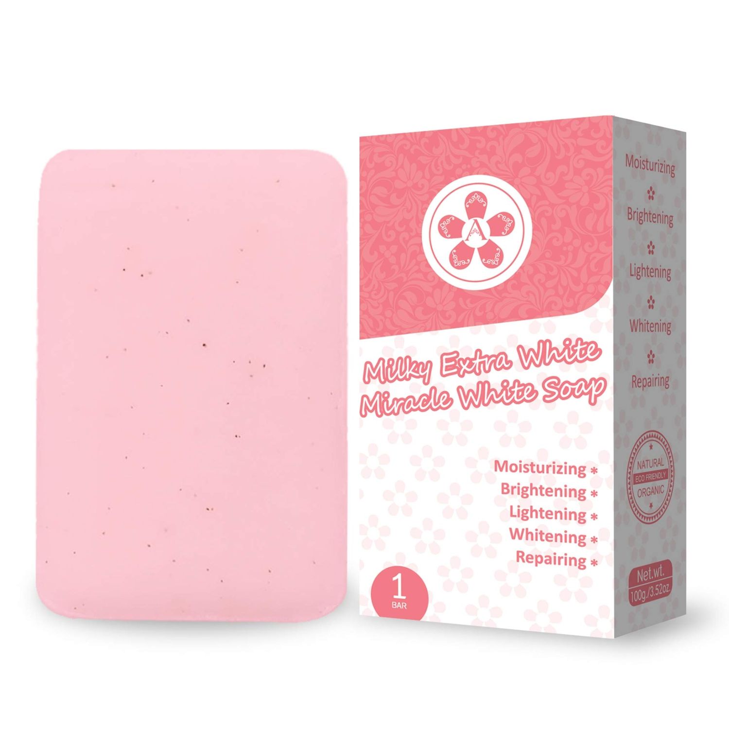 ARBUTEE | Milky Extra White Brightening Acne Soap-B3 Glutathione Alpha Arbutin- NO SLS, NO Paraben, Cruelty Free(1 Bar, MilkyWhite+Mesh)