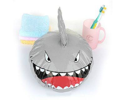 DS. DISTINCTIVE STYLE Shower Cap Shark Kids Shape Shower Hat Baby Bath Cap - Sliver