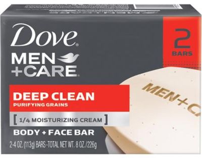 Dove Men+Care Body &amp; Face Bar, Deep Clean 4.25 oz bars, 2 ea (Pack of 4)