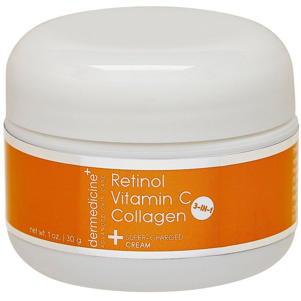 Vitamin C + Retinol + Collagen | Super Charged Anti-Aging Cream for Face | Pharmaceutical Grade Quality | Helps Smooth &amp; Plump Fine Lines &amp; Wrinkles &amp; Brightens for Younger Skin (1 oz)