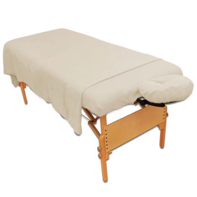 Body Linen Deluxe 3 Piece Flannel Sheet Set - Super Soft &amp; Durable 100% Double-Brushed Cotton Flannel - Includes Flat Sheet, Fitted Sheet, and Fitted Face Cradle Cover - Natural