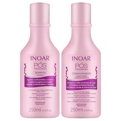 INOAR - POS Progress Shampoo &amp; Conditioner Kit, Keratin Treatment, Strengthen Hair, Healthy, Soft, Smooth Hair, Anti-Frizz, Hair Repair, Vegan Hair Products for Men and Women (8.45 oz. each)
