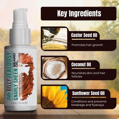 Billy Jealousy Beard Oil for Men, Weightless, Low Shine, and Hydrating Beard Moisturizer for Softer Hair, Helps Prevent Itching and Flakes, Gnarly Sheen, 2 Fl Oz