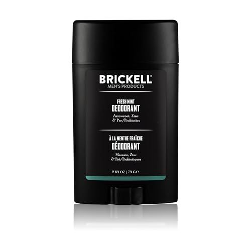 Brickell Men&#39;s Products Natural Deodorant For Men, Natural and Organic, Aluminum, Alcohol, and Baking Soda Free, 2.65 Ounce, Fresh Mint