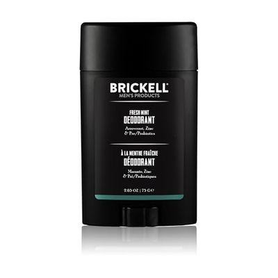 Brickell Men&#39;s Products Natural Deodorant For Men, Natural and Organic, Aluminum, Alcohol, and Baking Soda Free, 2.65 Ounce, Fresh Mint