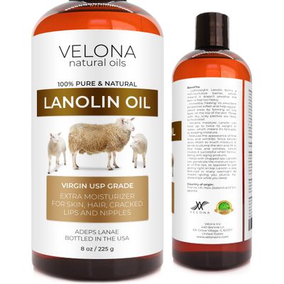 velona Lanolin Oil USP Grade 8 fl oz | 100% Pure and Natural Carrier Oil | Refined, Cold pressed | Skin, Hair, Body &amp; Face Moisturizing | Use Today - Enjoy Results